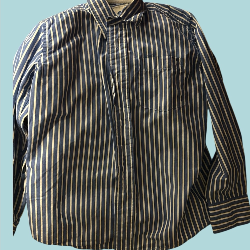 Aeropostale Casual Button Down Shirt Black and Cream